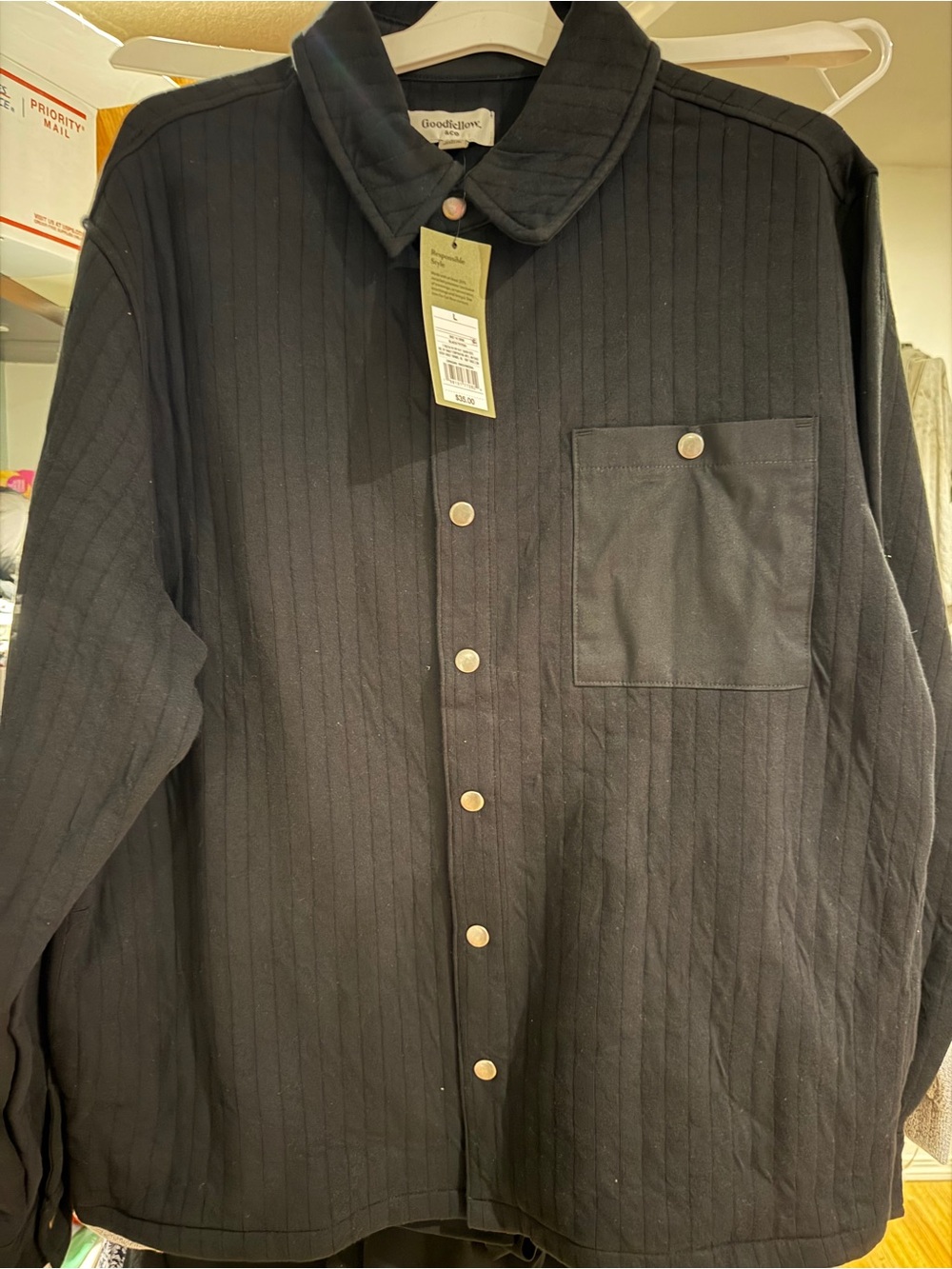 Goodfellow & Co Black Lightweight Quilted Shirt Jacket